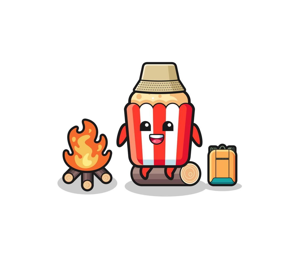 illustrazione del campeggio del fumetto dei popcorn vettore