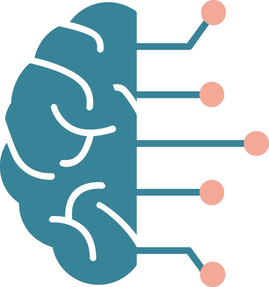 icona a due colori del glifo cerebrale vettore