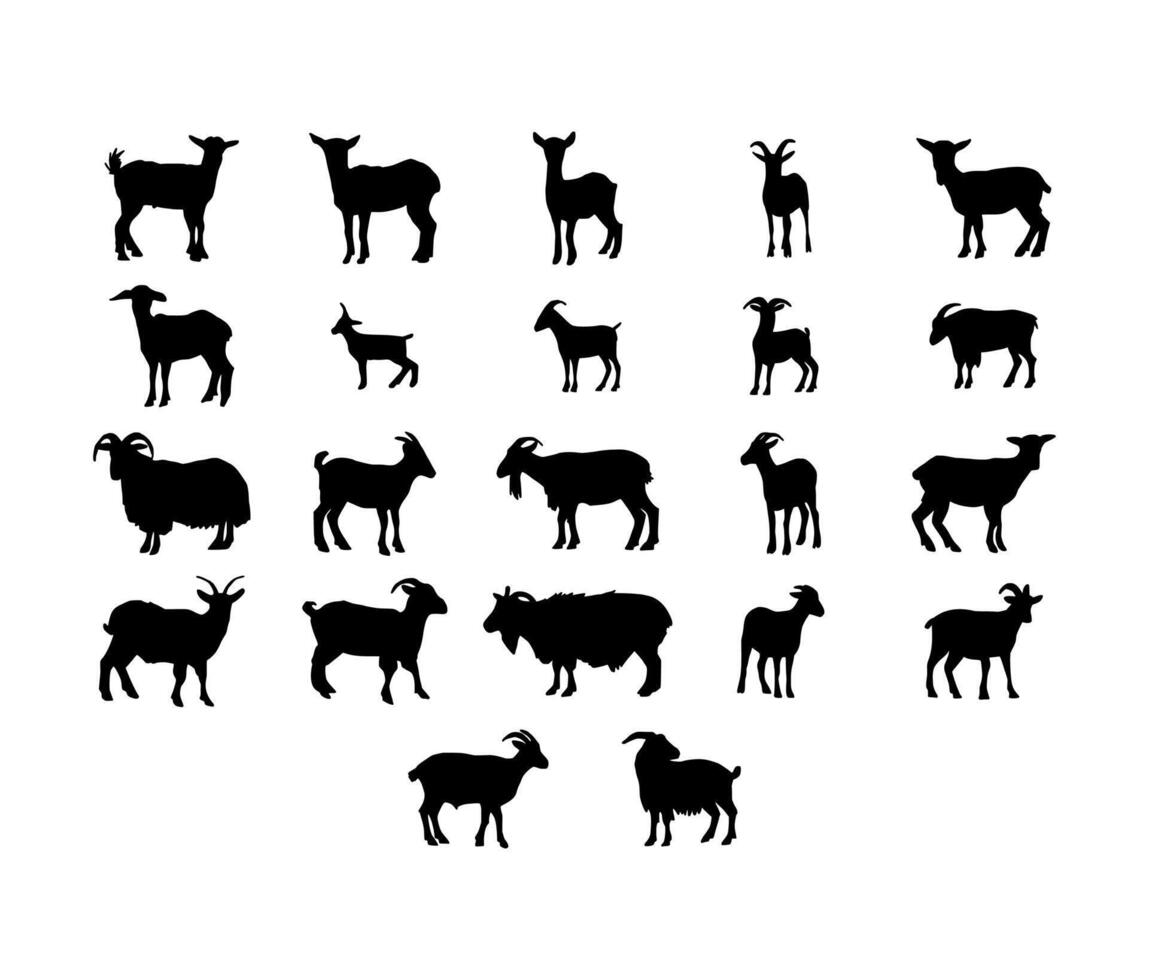 collezione di capra icona. capra silhouette vettore