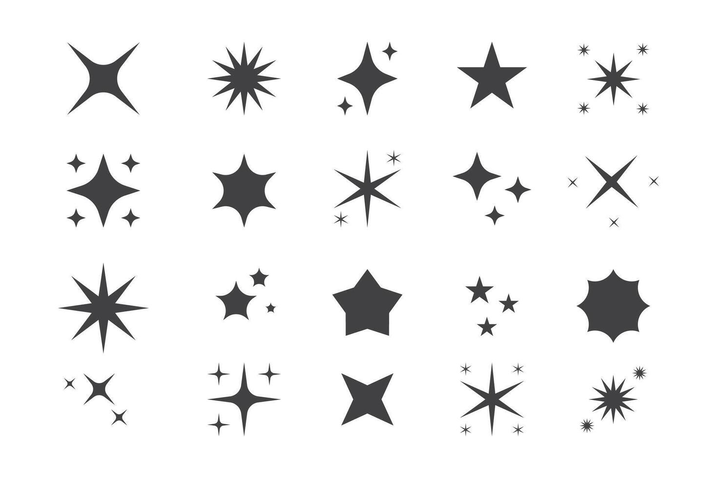 collezione di stella icona sagome di vario forme e dimensioni vettore