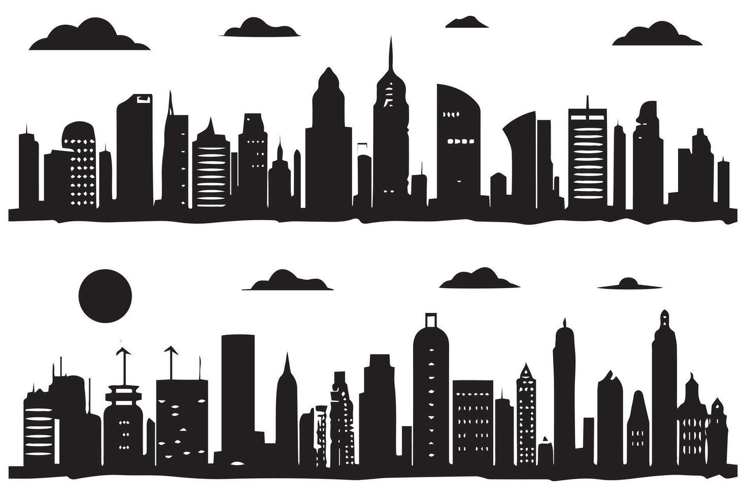 città edifici silhouette illustrazione gratuito design isolato su bianca sfondo vettore
