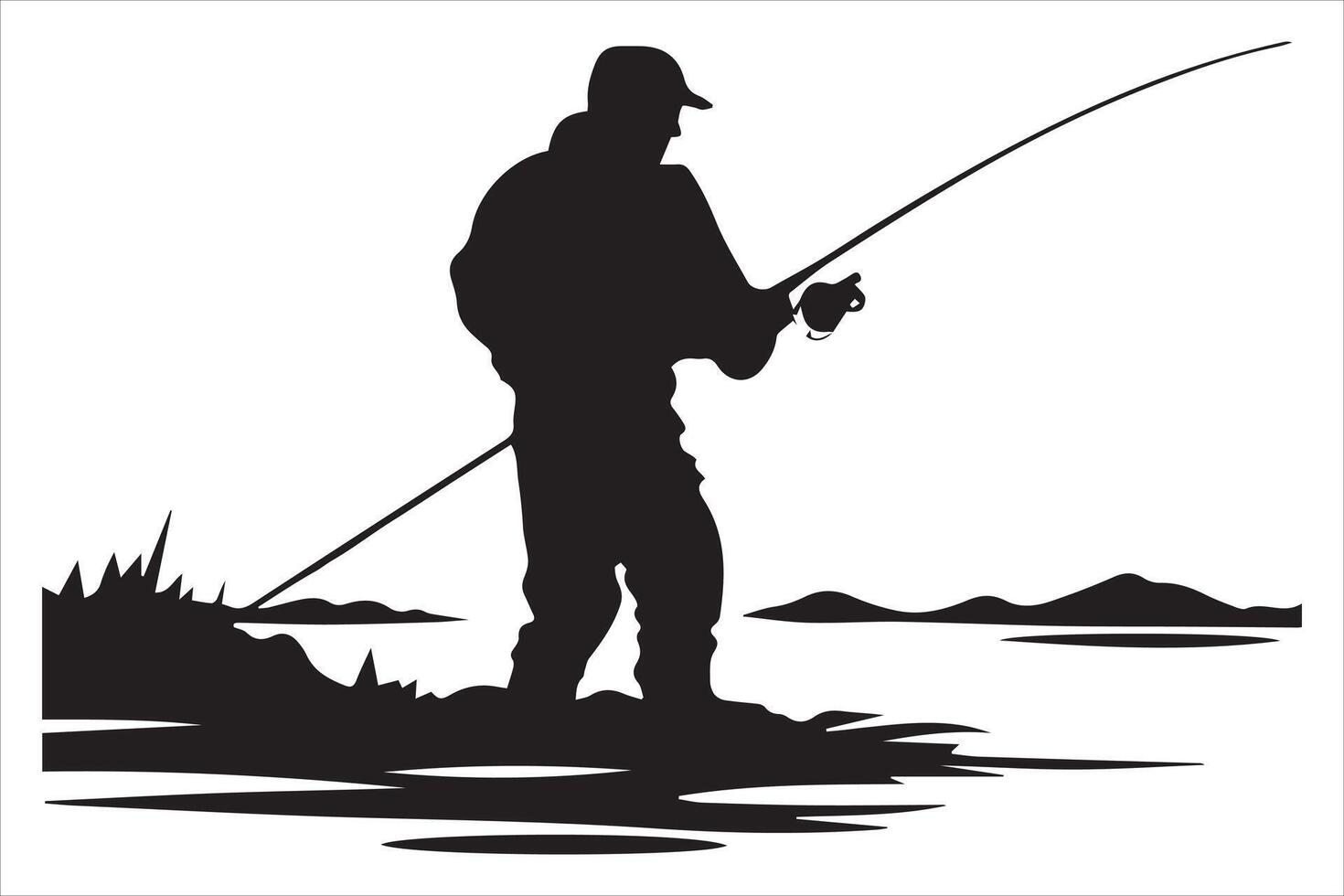 pescatore pesca silhouette illustrazione vettore