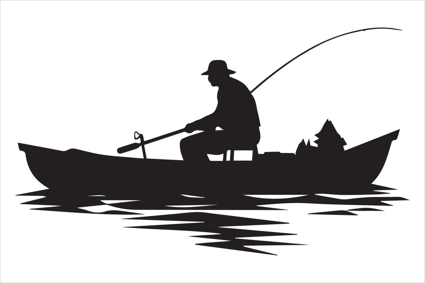 pescatore pesca silhouette illustrazione vettore