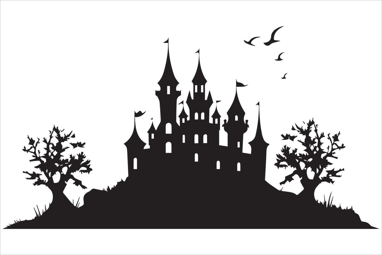 Halloween strega Casa silhouette vettore