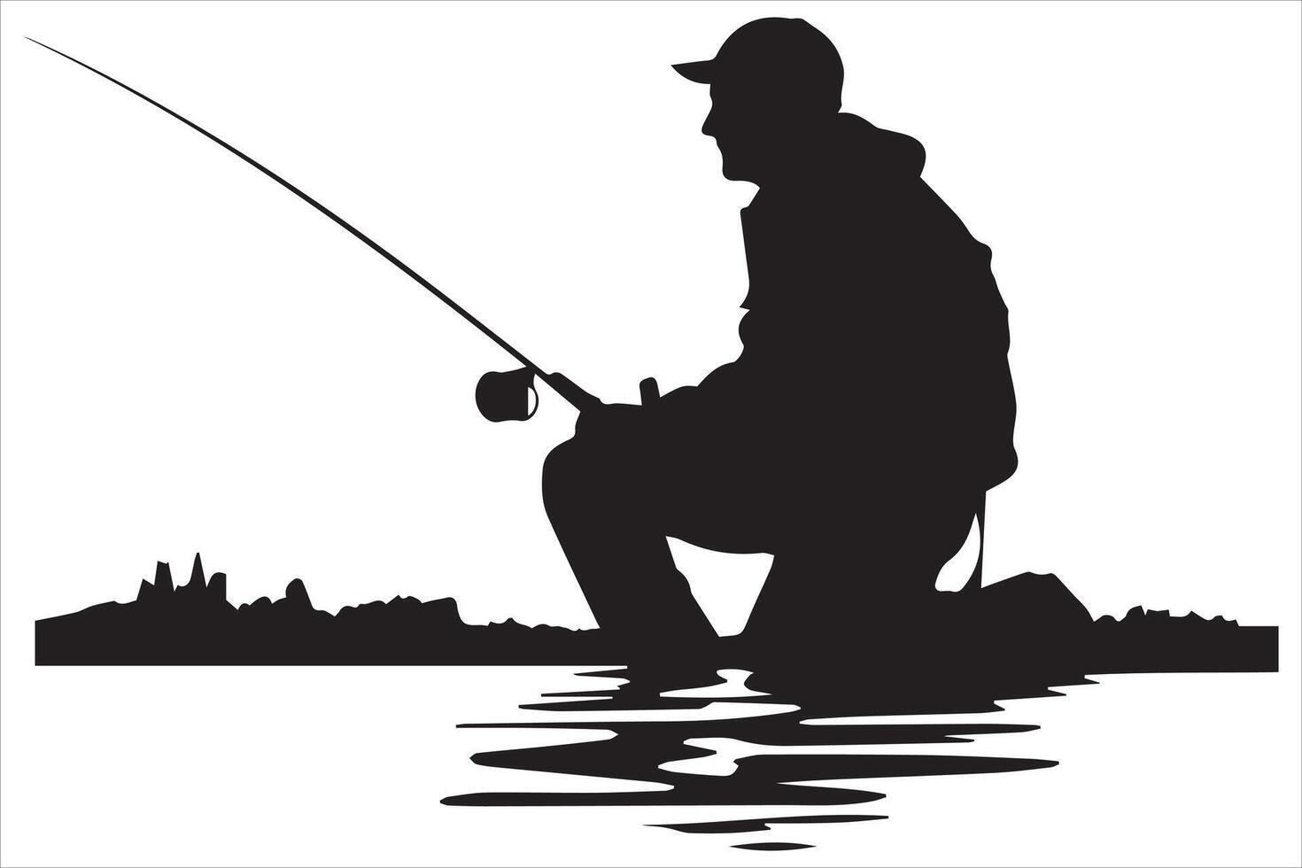 pescatore pesca silhouette illustrazione vettore