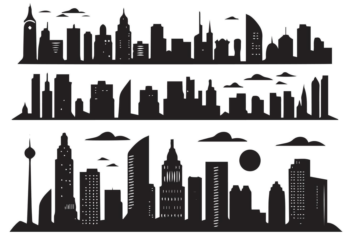 città edifici silhouette illustrazione gratuito design isolato su bianca sfondo vettore