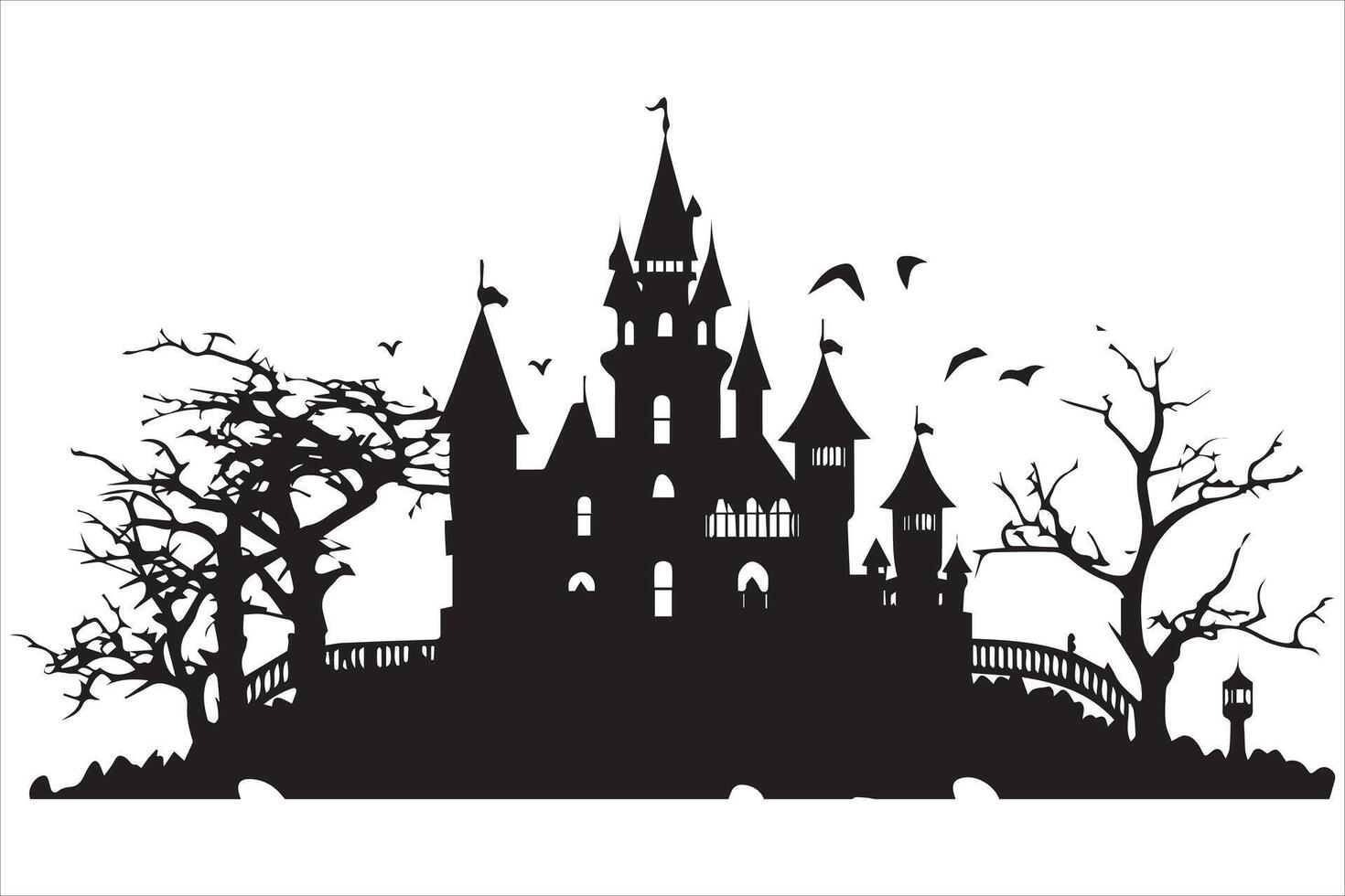 Halloween strega Casa nero silhouette vettore