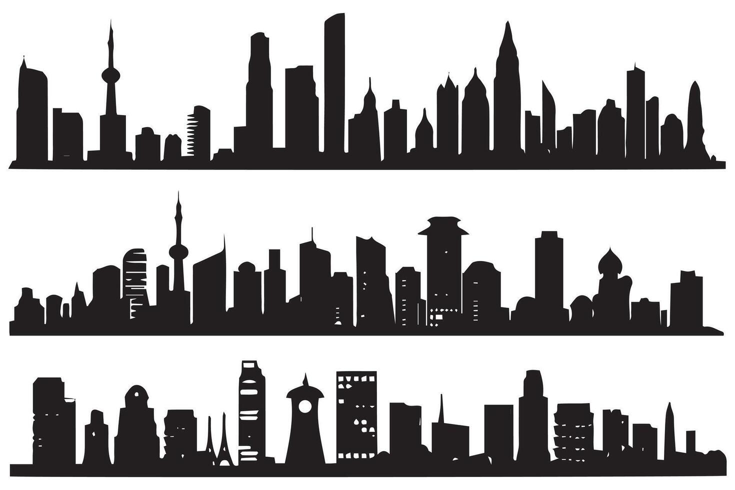 città edifici silhouette illustrazione gratuito design isolato su bianca sfondo vettore