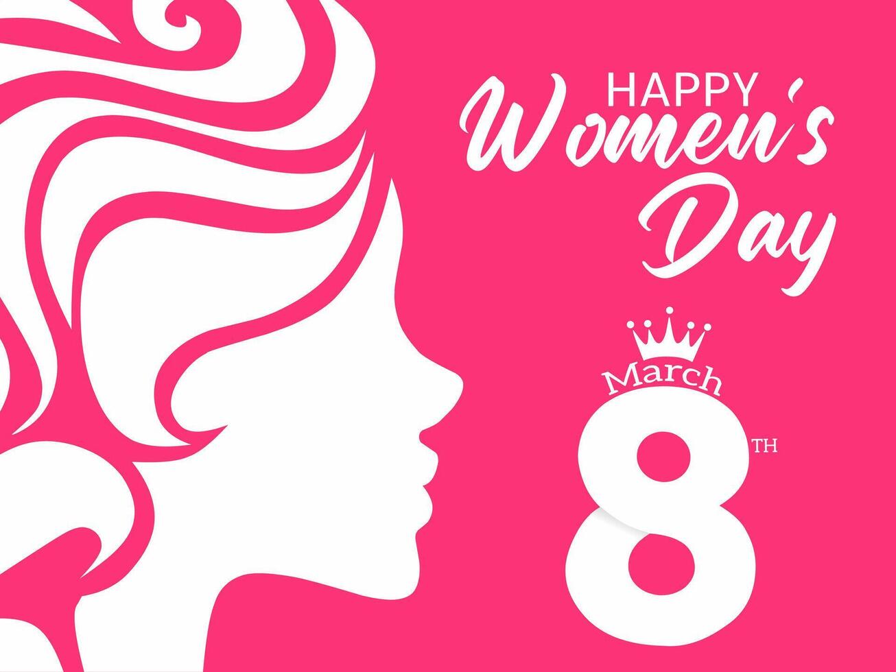celebrazione di internazionale Da donna giorno su marzo 8, bianca silhouette design di un' donna di viso a partire dal il lato isolato su un' rosa sfondo vettore