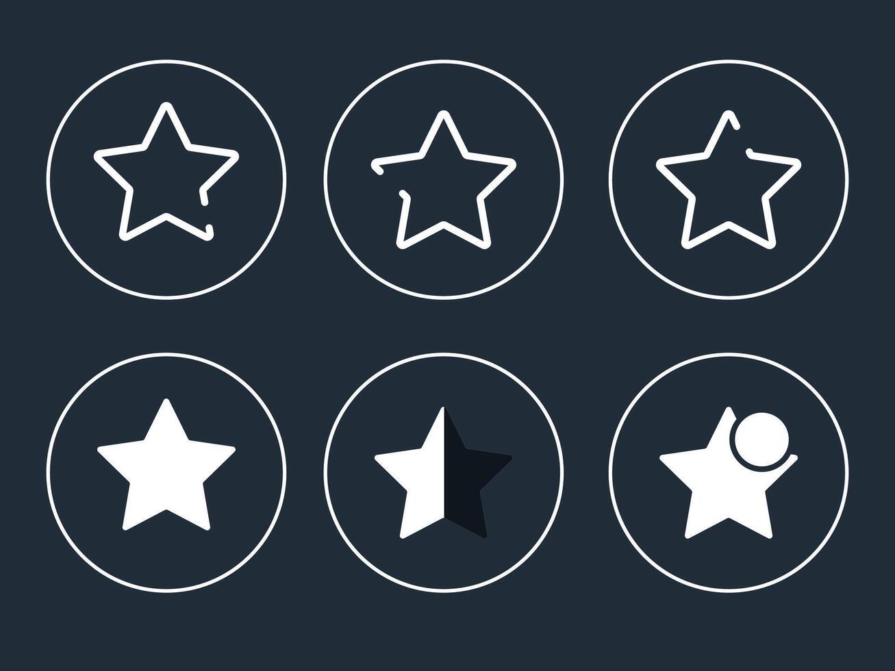 vario genere di rotto stella forma piatto icona design vettore
