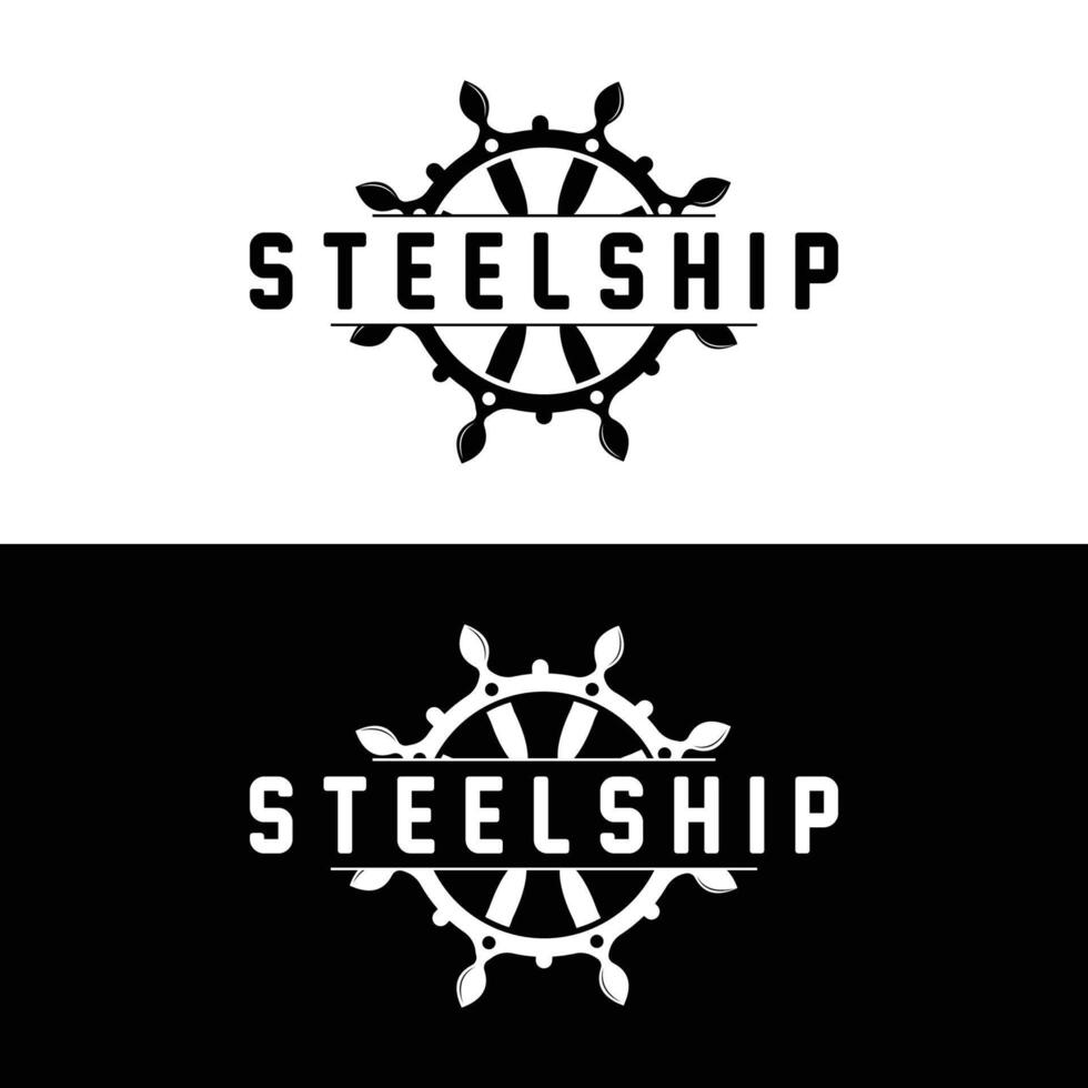 semplice marino veicolo nave timone logo design illustrazione nave timone ruota per Prodotto il branding modello icona vettore