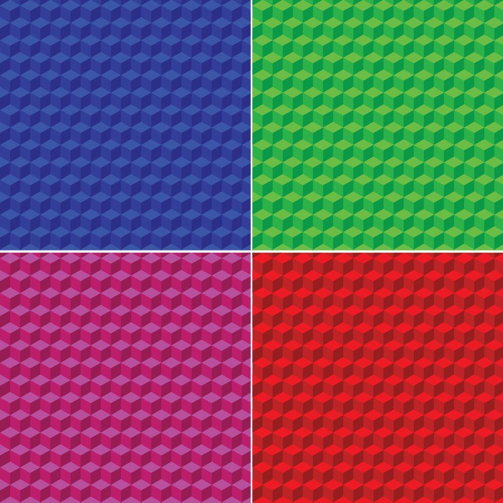 astratto bule verde rosa e rosso cubi modello 3d design. dinamico geometrico di moda colore sfondo. vettore