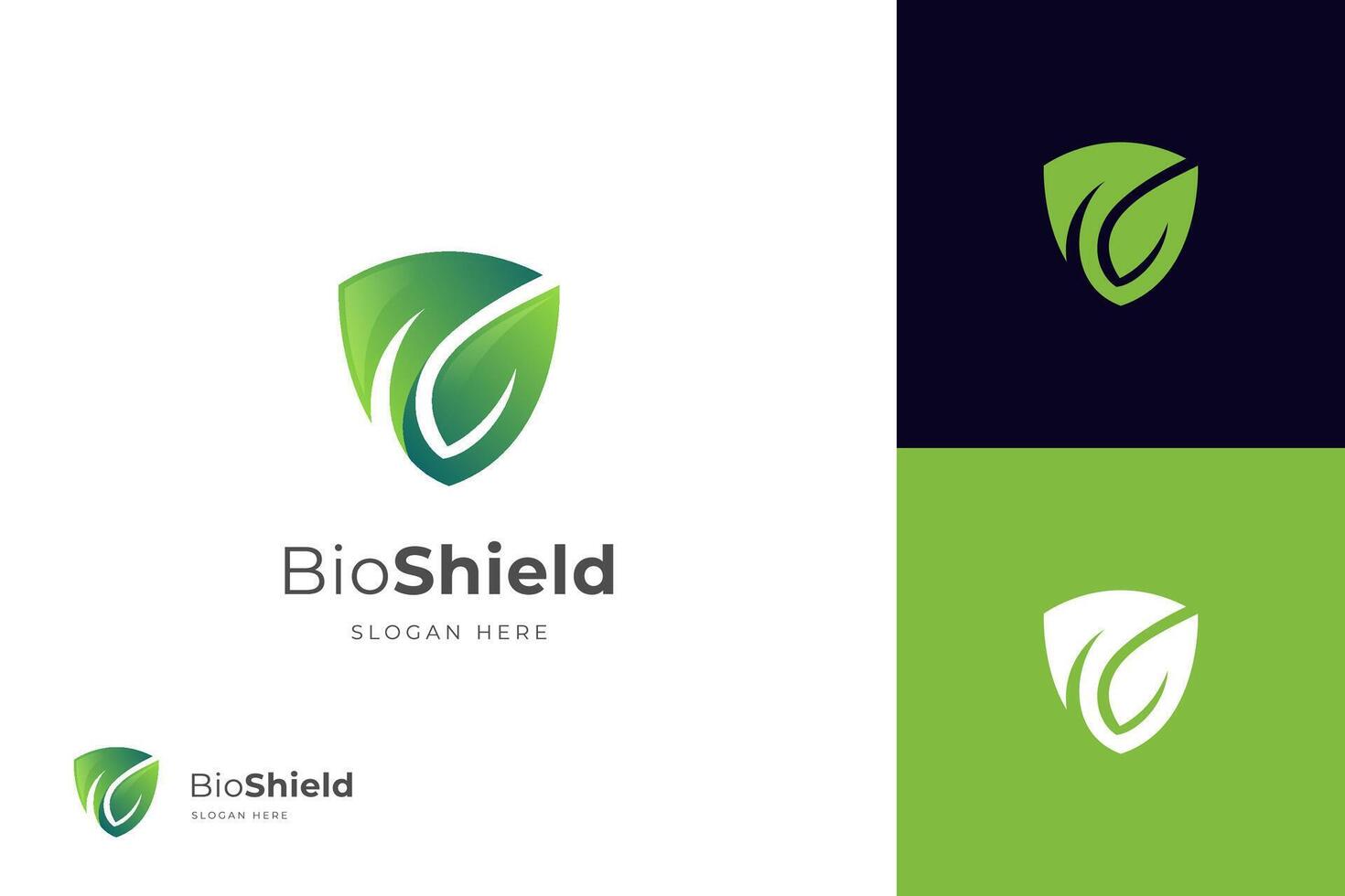 bio scudo logo icona design con foglia protezione per natura grafico simbolo vettore