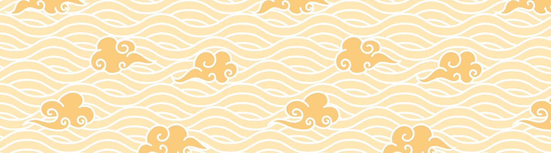 giallo onda senza soluzione di continuità modello giapponese stile con ornamentale nube vettore