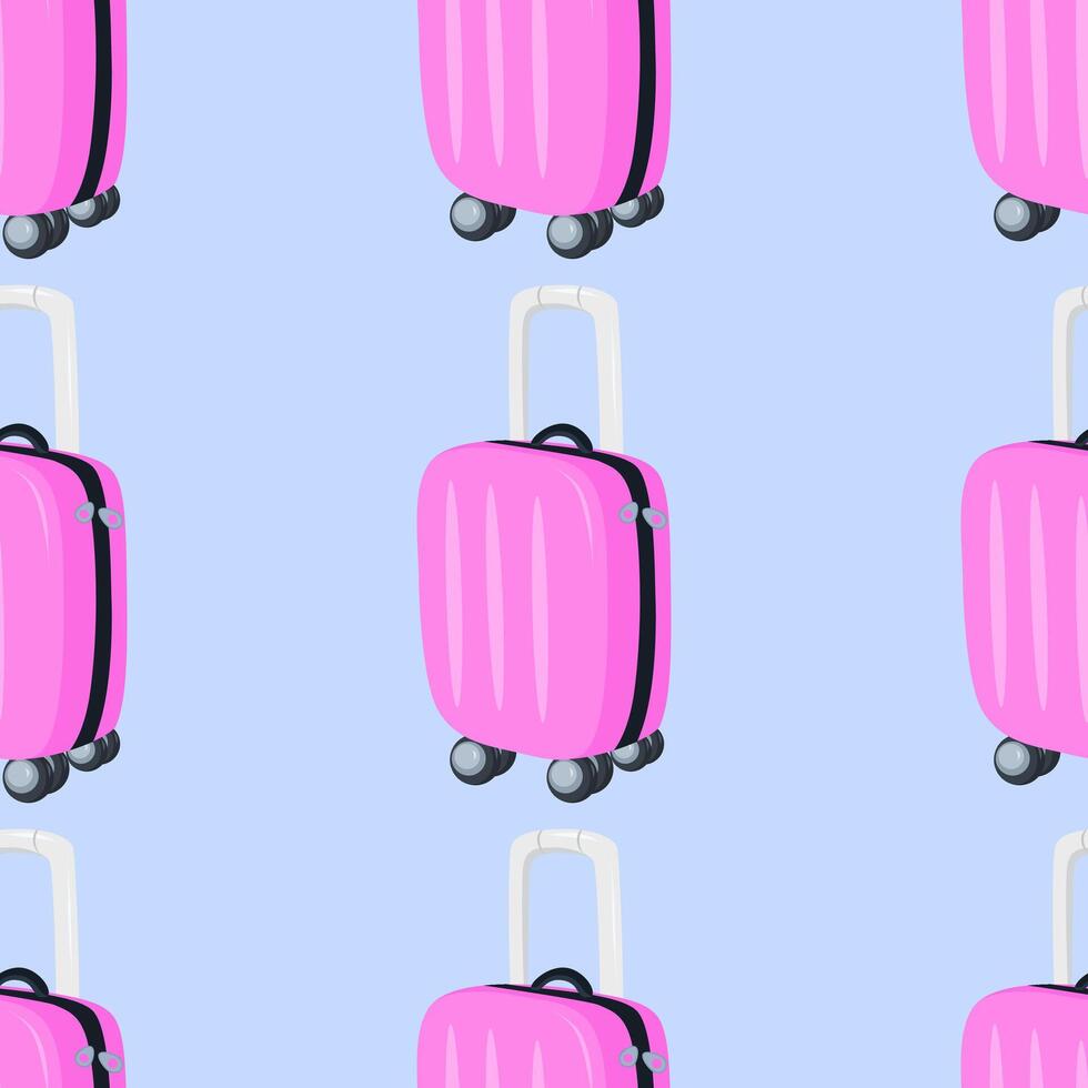 senza soluzione di continuità modello viaggio valigia. grande giallo policarbonato viaggio plastica valigia con ruota. arte design viaggiatore bagaglio. concetto di viaggiare, vacanze, avventure, turismo, bagaglio, Borsa. vettore