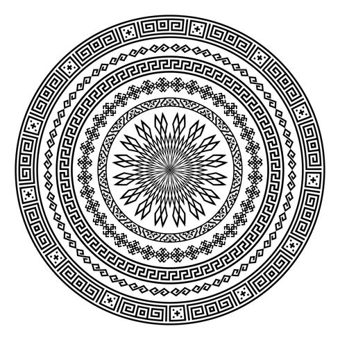 Forma rotonda vettoriale ornamentale isolato su bianco.