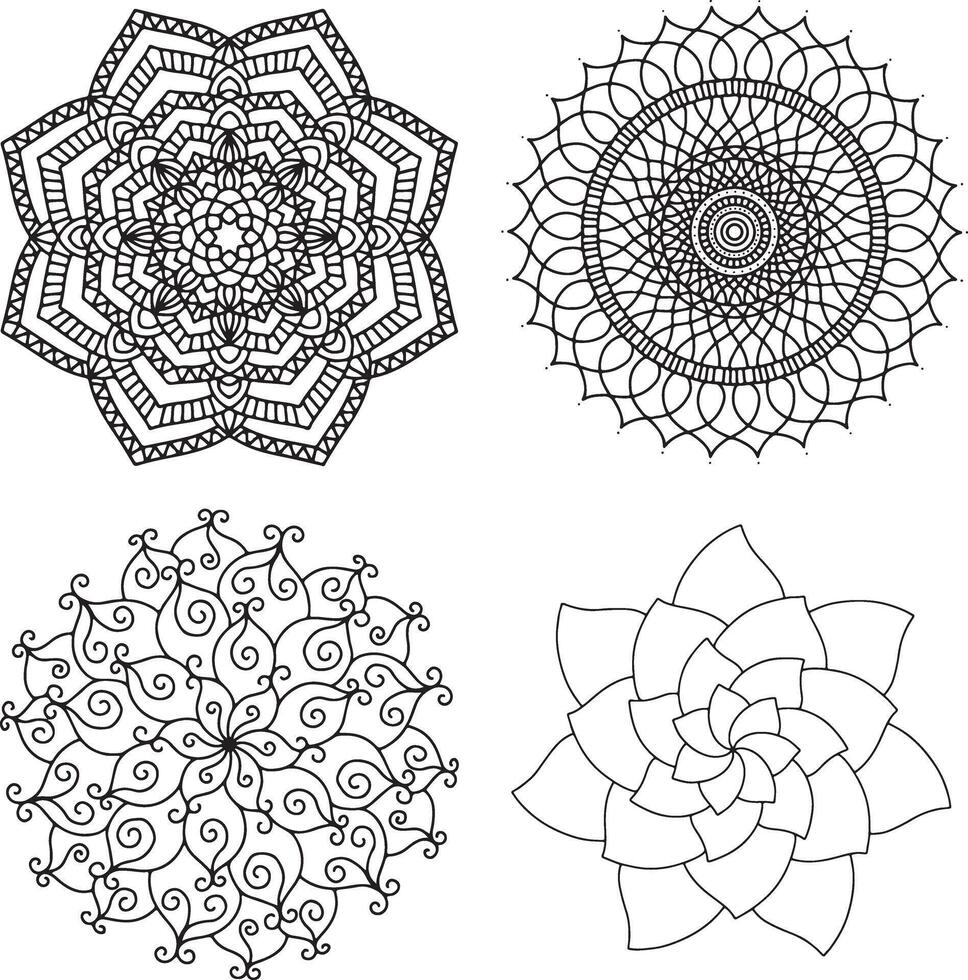 motivo circolare a forma di mandala per henné, mehndi, tatuaggio, decorazione. ornamento decorativo in stile etnico orientale. pagina del libro da colorare. vettore