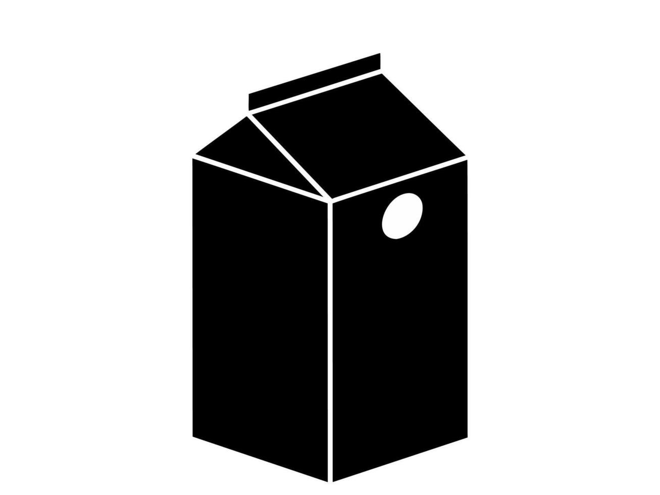 nero silhouette di un' latte scatola di cartone o succo cartone. minimalista nero e bianca design di latteria o bevanda contenitore. icona, logo, cartello, pittogramma, Stampa. isolato su bianca superficie confezione icona vettore