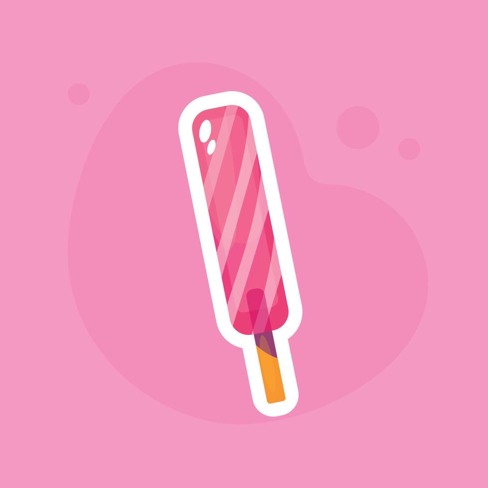 ghiaccio crema icona nel piatto stile su rosa sfondo. estate etichetta. vettore