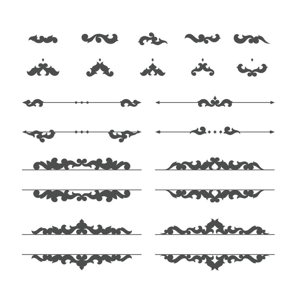 testo deviatore impostare, linea minimo separatori, elegante doodle frontiere, decorativo elementi isolato su bianca sfondo. vettore