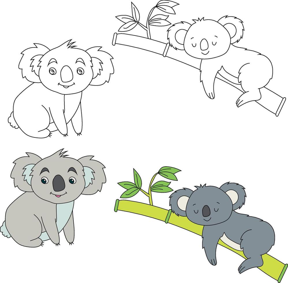 koala clipart. selvaggio animali clipart collezione per Gli amanti di giungle e animali selvatici. Questo impostato volontà essere un' Perfetto aggiunta per il tuo safari e a tema zoo progetti. vettore