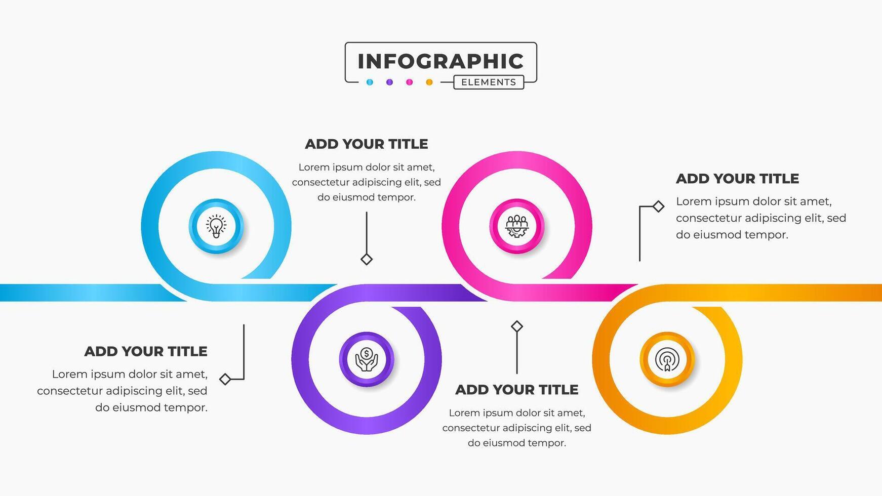 attività commerciale cerchio processi Infografica presentazione design modello con 4 passaggi vettore