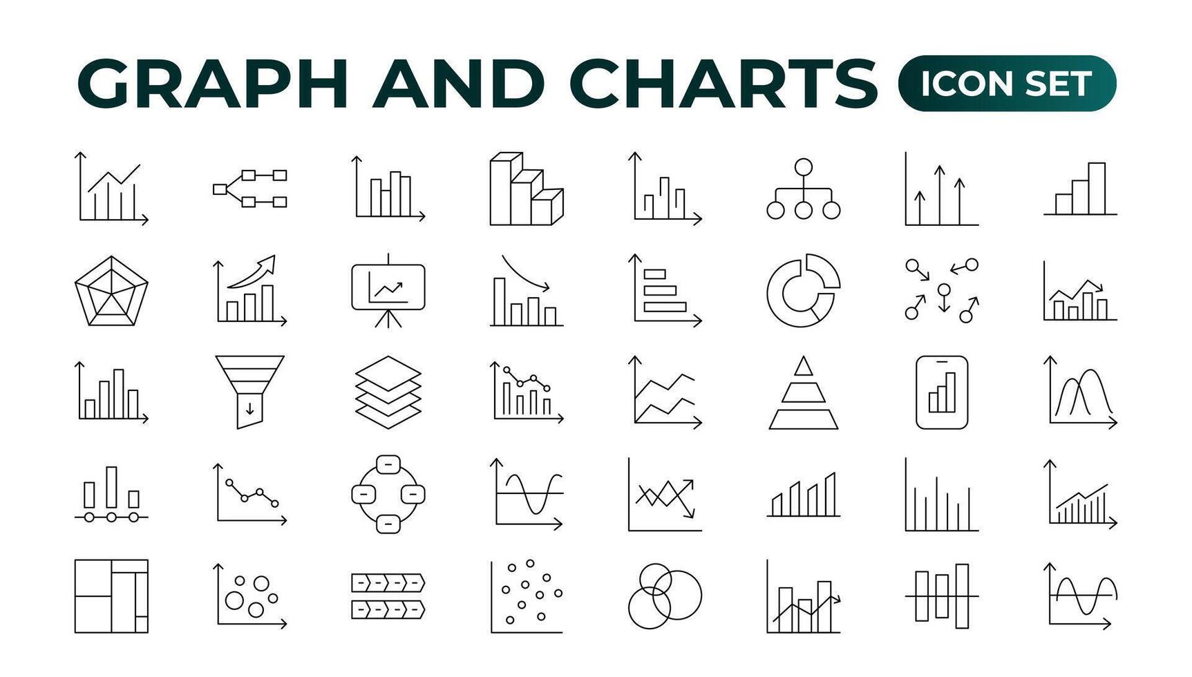 in crescita bar grafico icona impostare. attività commerciale grafici e grafici icone. statistica e analitica icona. statistico e dati, grafici diagrammi, i soldi, giù o su freccia. schema icona collezione. vettore