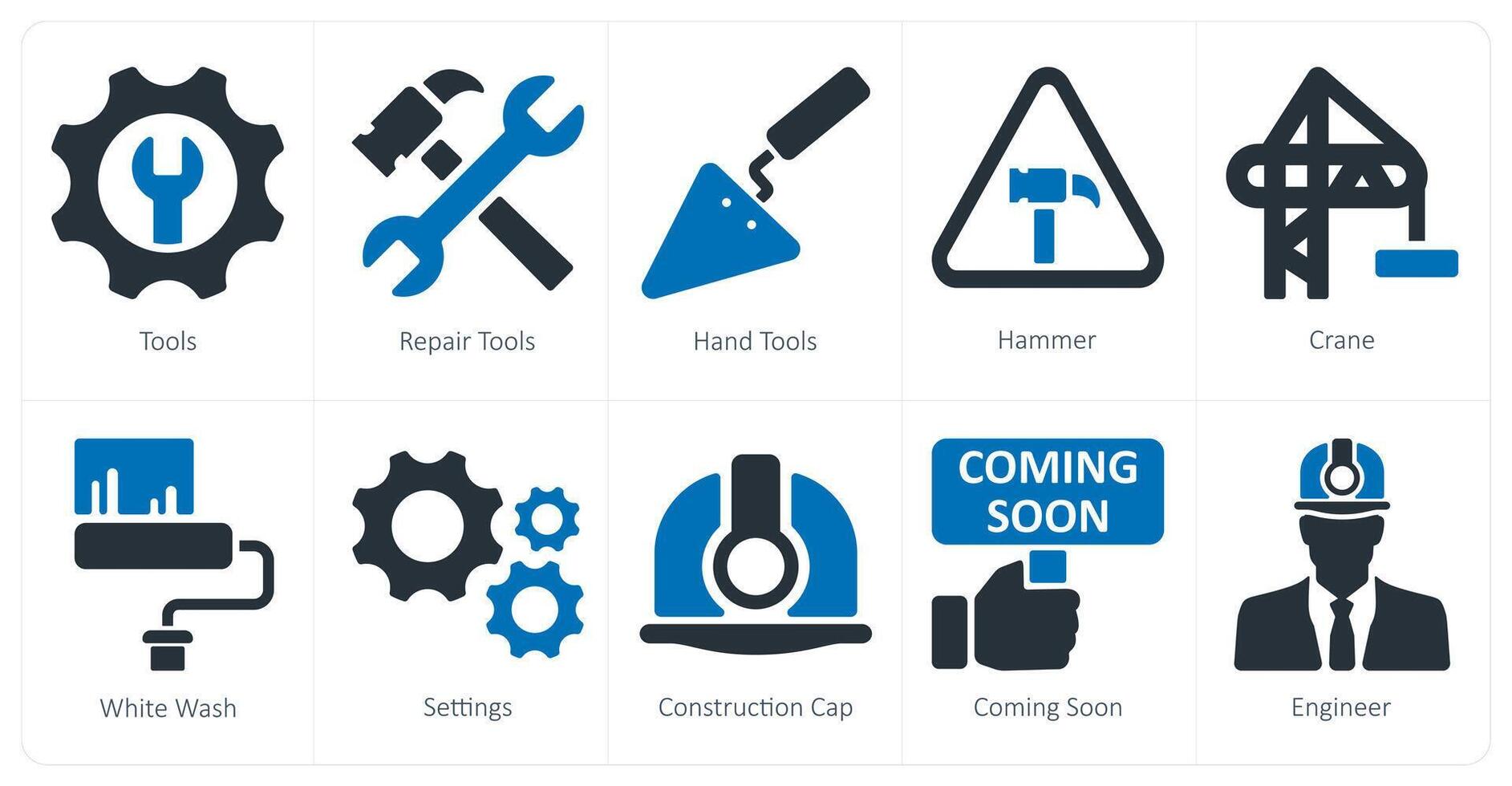 un' impostato di 10 in costruzione icone come Strumenti, riparazione Strumenti, mano utensili vettore