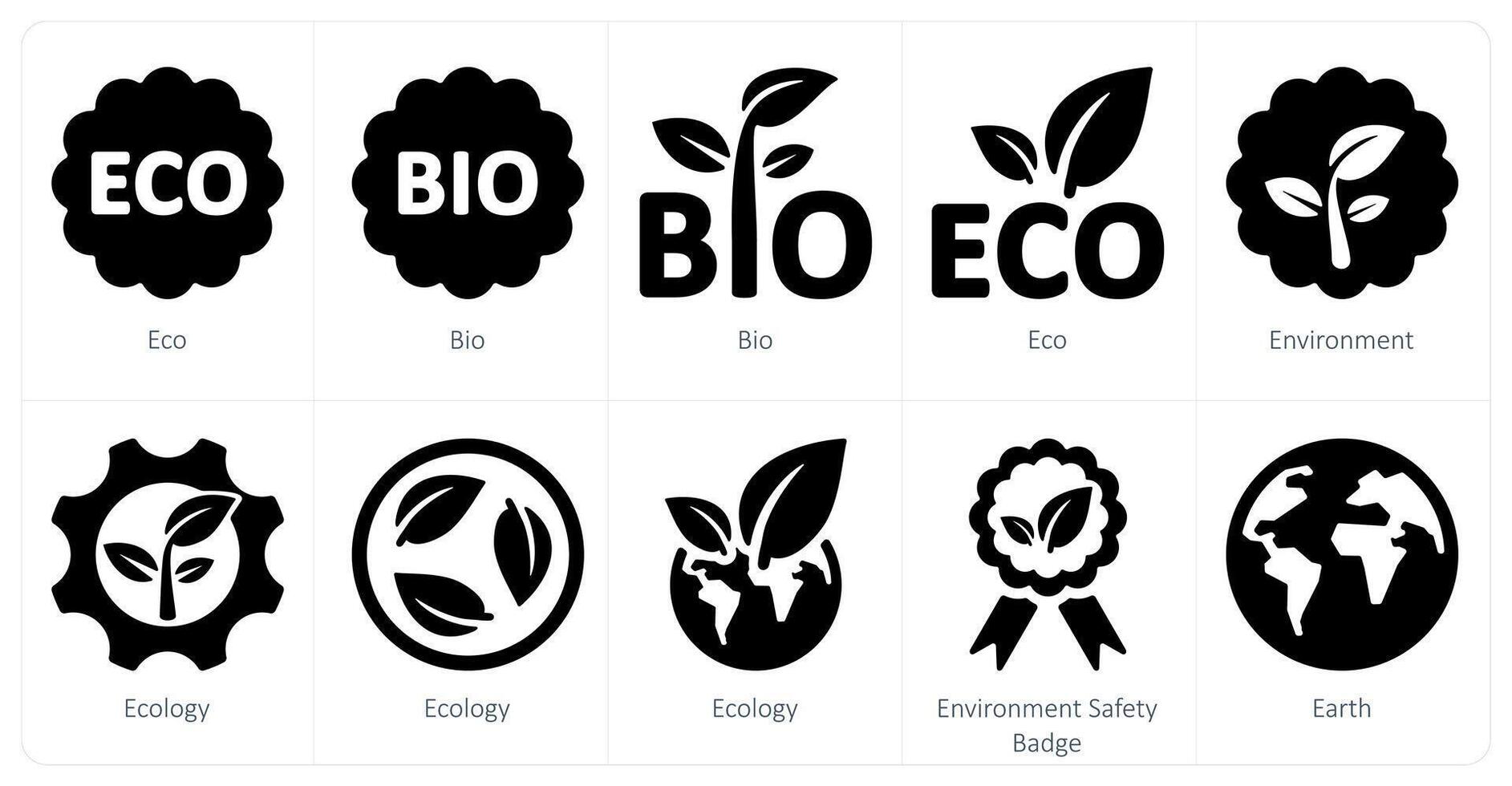 un' impostato di 10 ecologia icone come eco, bio, ambiente vettore