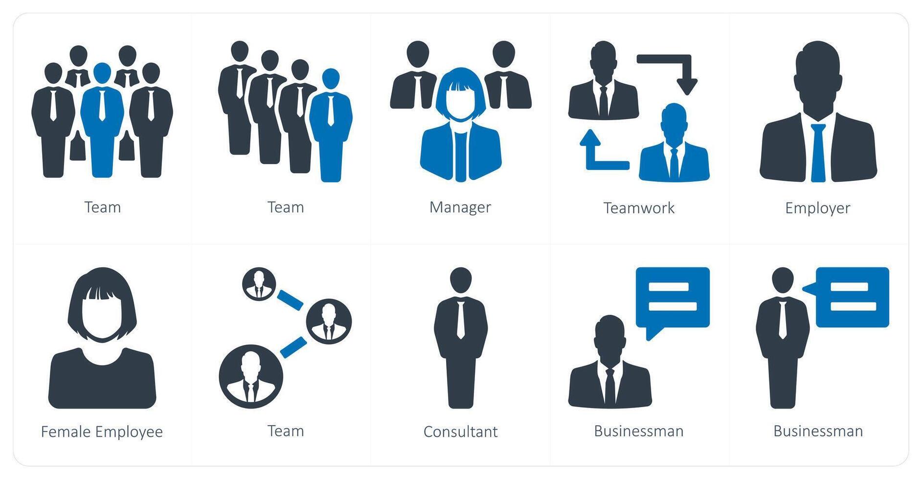 un' impostato di 10 risorse umane icone come squadra, gestore, lavoro di squadra vettore