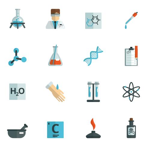 Icone di chimica piatte vettore