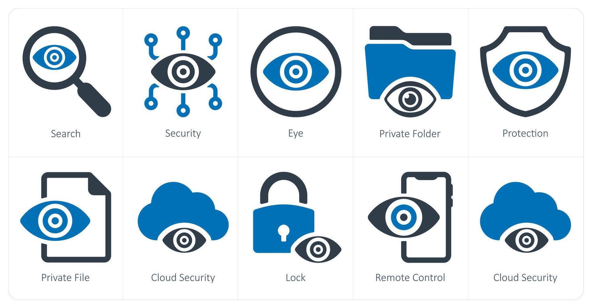 un' impostato di 10 sicurezza icone come ricerca, sicurezza, occhio vettore