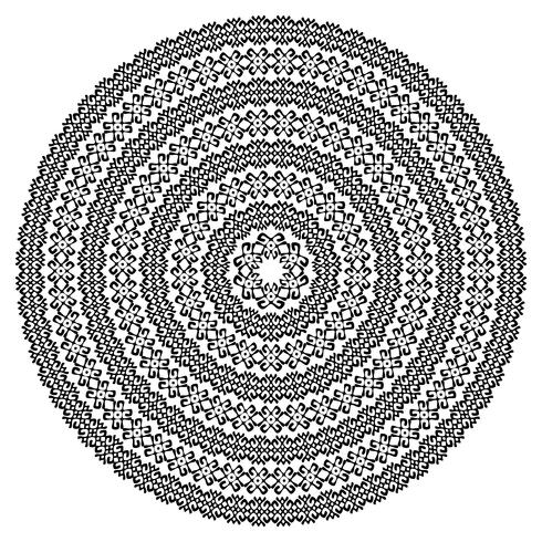 Trame senza giunte etniche monocromatiche. Forma rotonda vettoriale ornamentale isolato su bianco. Priorità bassa del reticolo di arabesque orientale. Illustrazione vettoriale