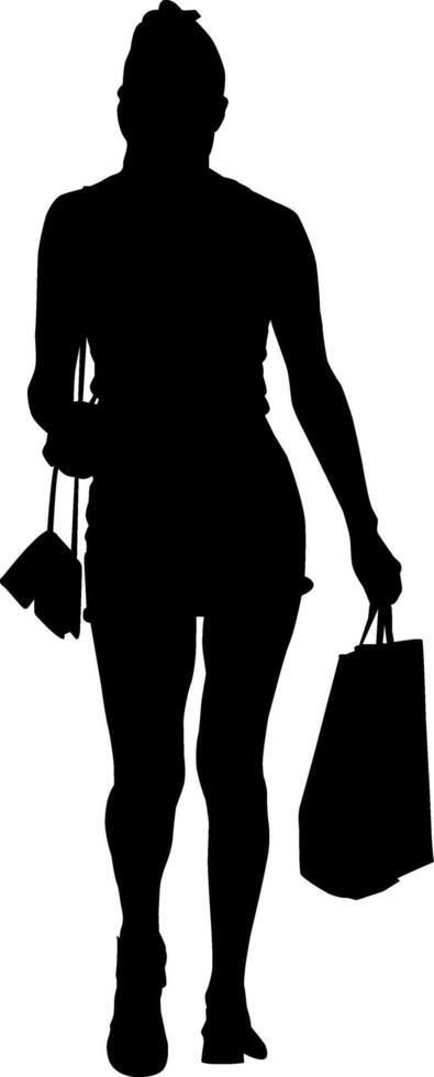 silhouette di shopping ragazza vettore