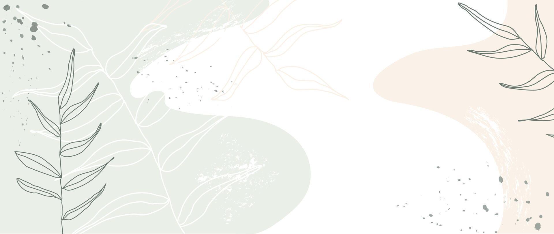 minimalista astratto floreale sfondo con le foglie. neutro sfondo nel pastello colori con impianti elementi. per invito, manifesto, pubblicità, saluto carta, striscione, presentazione vettore