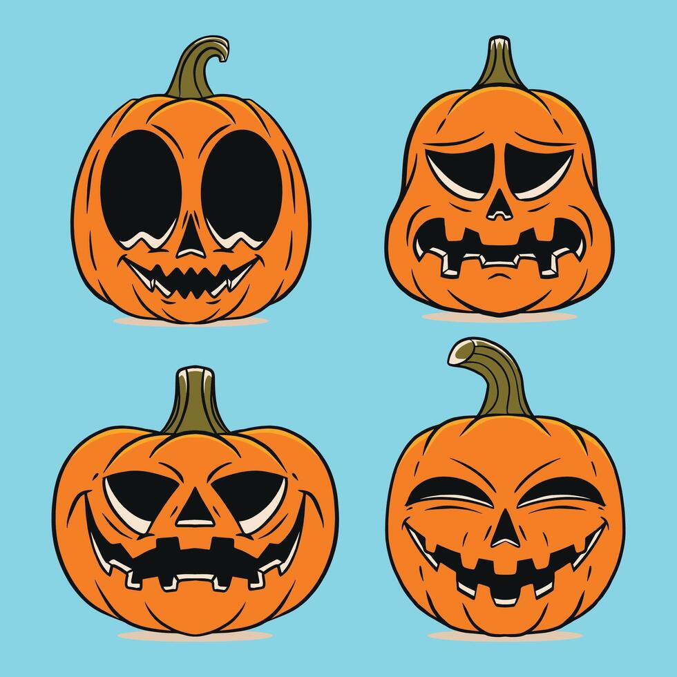 Halloween zucca impostato illustrazione vettore