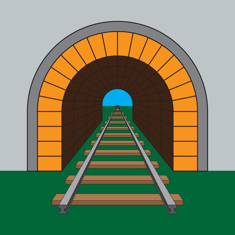 Ferrovia tunnel isolato su grigio sfondo. illustrazione eps 10. vettore