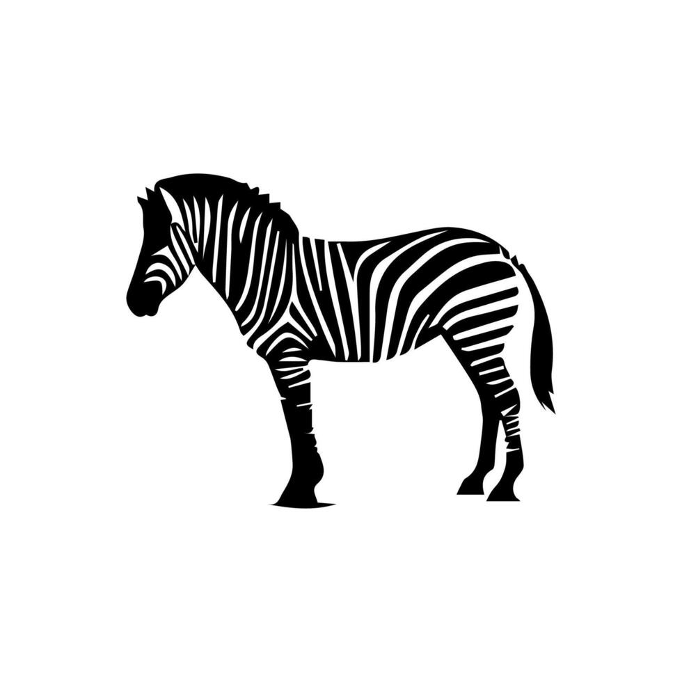 zebra in piedi silhouette, zebra animale zoo icona logo vettore