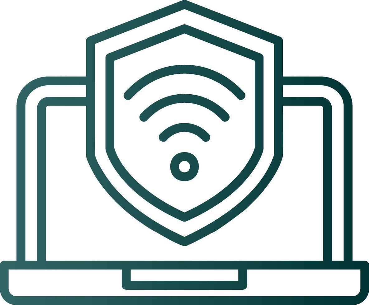 sicurezza il computer portatile Collegare linea pendenza icona vettore