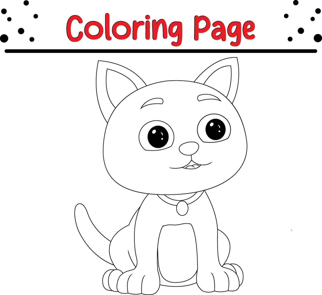 carino gatto colorazione libro pagina per bambini vettore