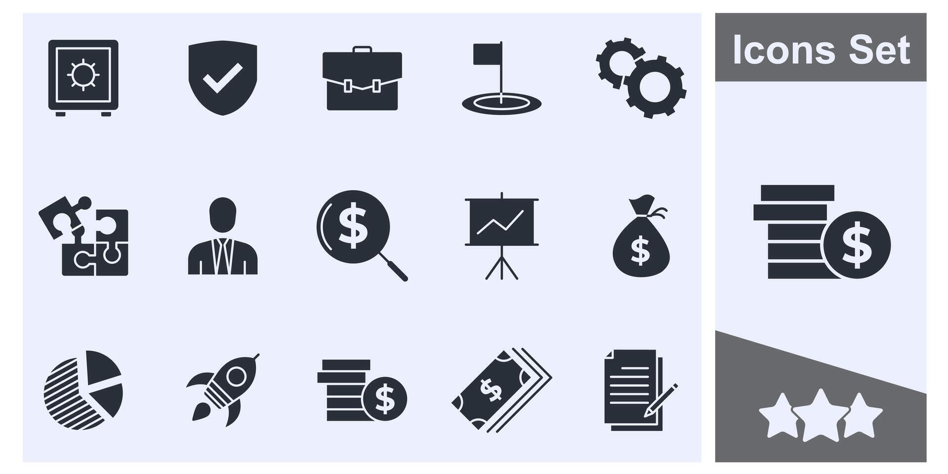 finanza e attività commerciale icona impostato simbolo collezione, logo isolato illustrazione vettore