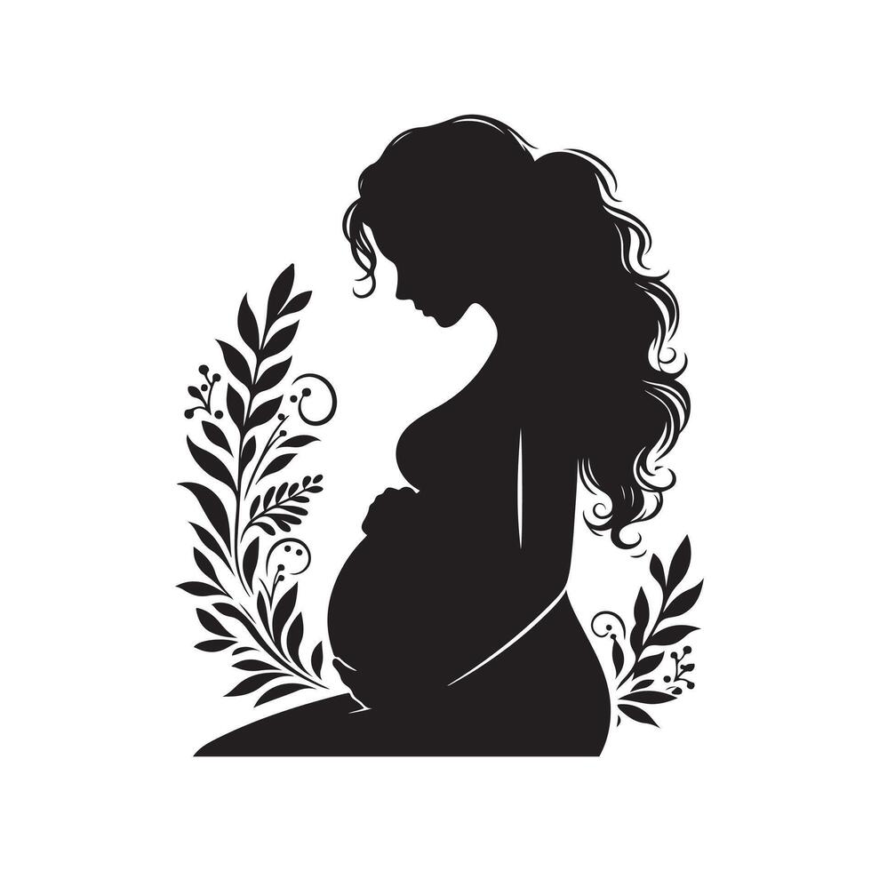 incinta donna silhouette illustrazione isolato su bianca sfondo vettore