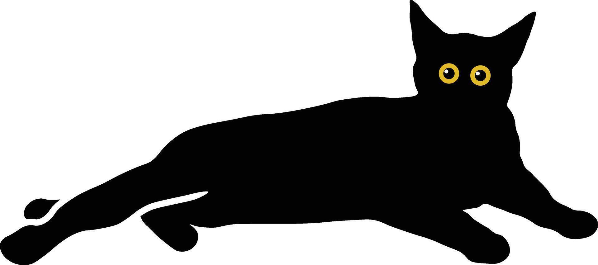 internazionale gatto giorno personaggio con carino giallo occhi. isolato nero silhouette vettore