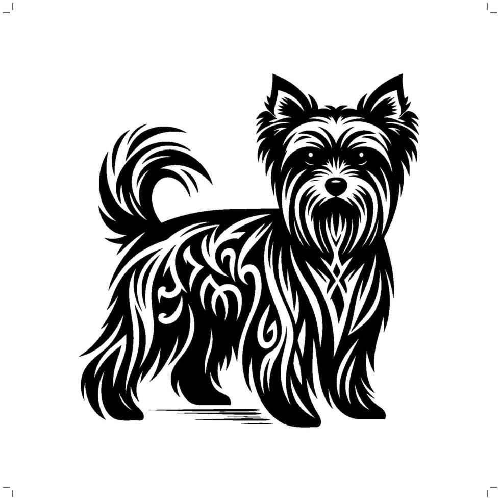 yorkshire terrier cane nel moderno tribale tatuaggio, astratto linea arte di animali, minimalista contorno. vettore