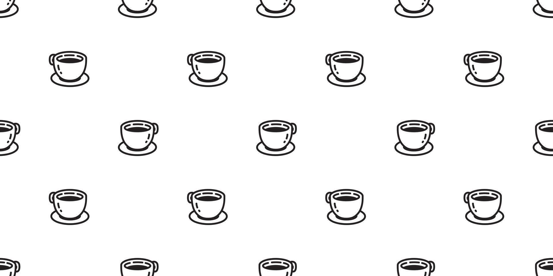 caffè tè tazza senza soluzione di continuità modello tè latte bicchiere calicò animale animale domestico ripetere sfondo sciarpa isolato piastrella sfondo cartone animato illustrazione scarabocchio design vettore