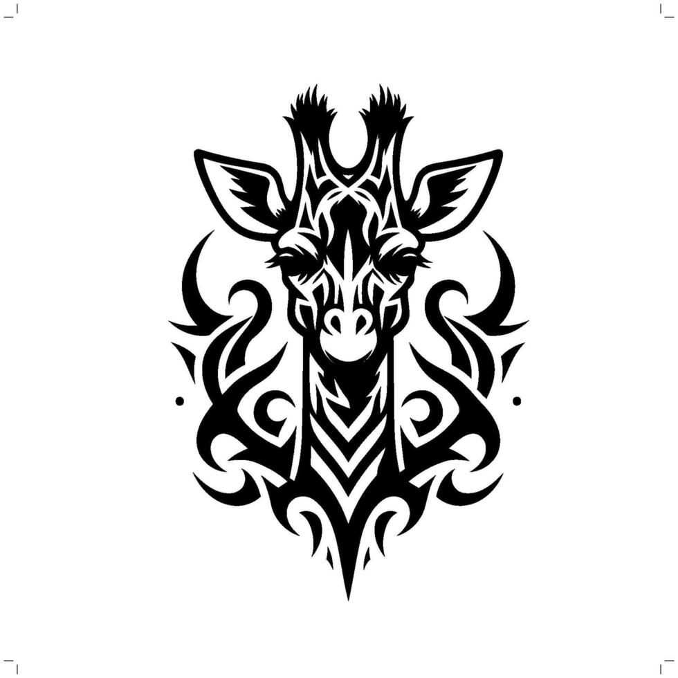 giraffa nel moderno tribale tatuaggio, astratto linea arte di animali, minimalista contorno. vettore