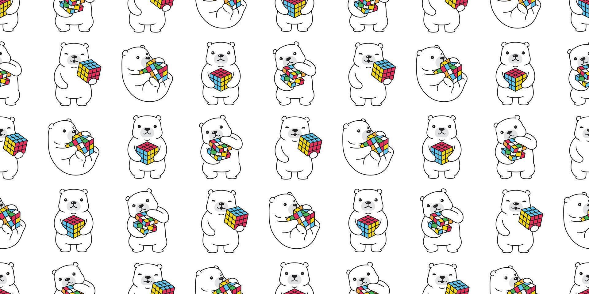orso senza soluzione di continuità modello polare orso seduta razza sciarpa isolato cartone animato ripetere sfondo piastrella sfondo vettore