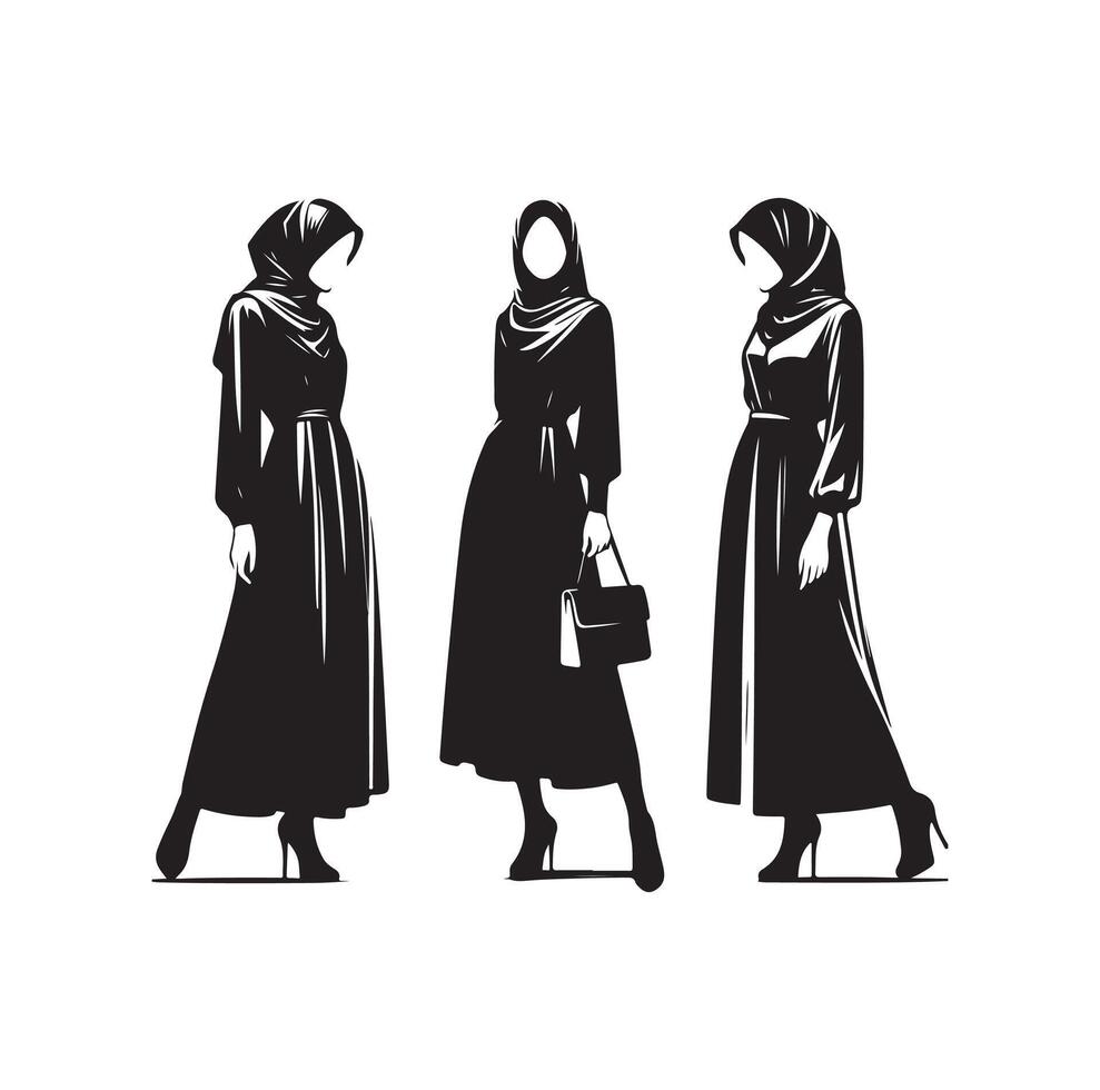 hijab stile moda in piedi illustrazione design vettore