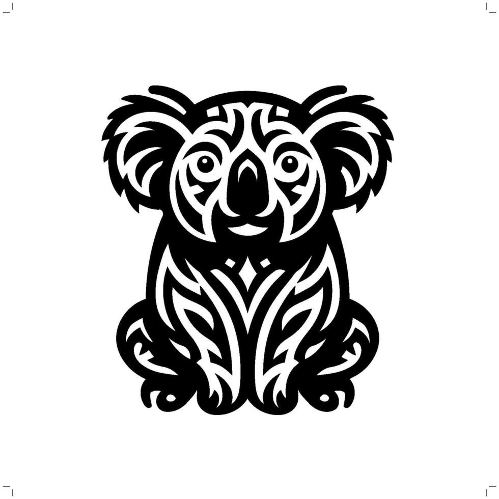 koala nel moderno tribale tatuaggio, astratto linea arte di animali, minimalista contorno. vettore