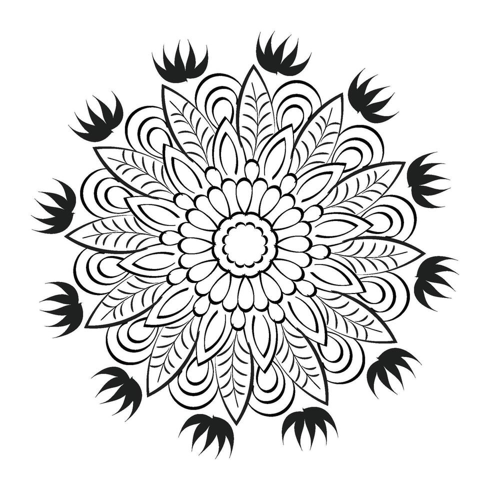 elegante semplice mandala linea disegno per Stampa o uso come ricamo design vettore